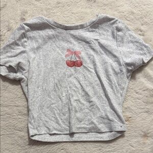 Garage Gray Crop Top with Cherry Design